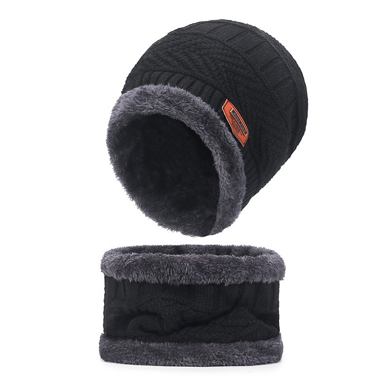 Men&#039;s Hat Winter Youth Warm Thickened Knitted Wool Hat Fleece Cotton Hat For Autumn And Winter Cold-proof Neck Ear Protection Hat