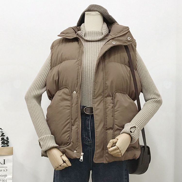 jacket vest quilted padded thick puffer vest winter warm women's gilet size women